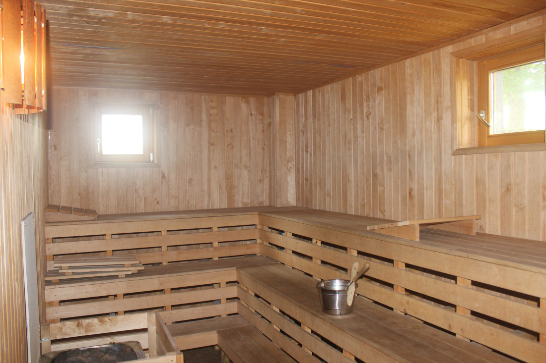 Sauna with wooden interior and benches