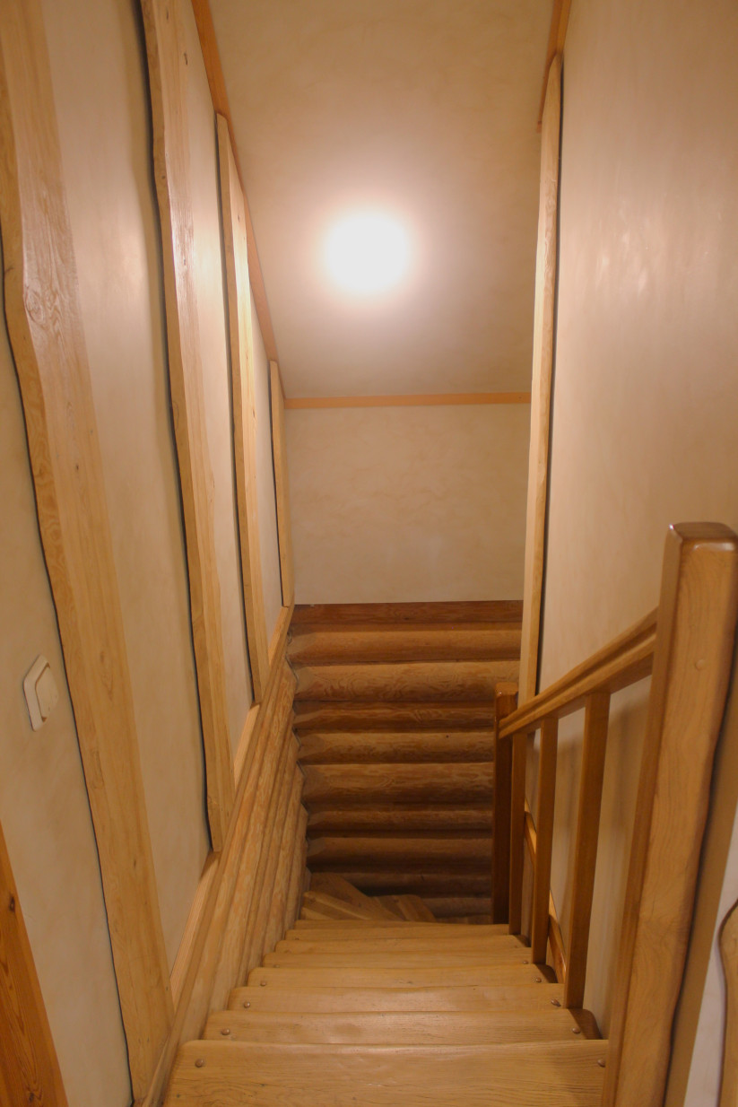 Wooden stairs in a country house.