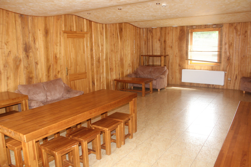 Lounge area with tables and sofas