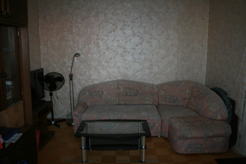 Dark sofa in the living room.