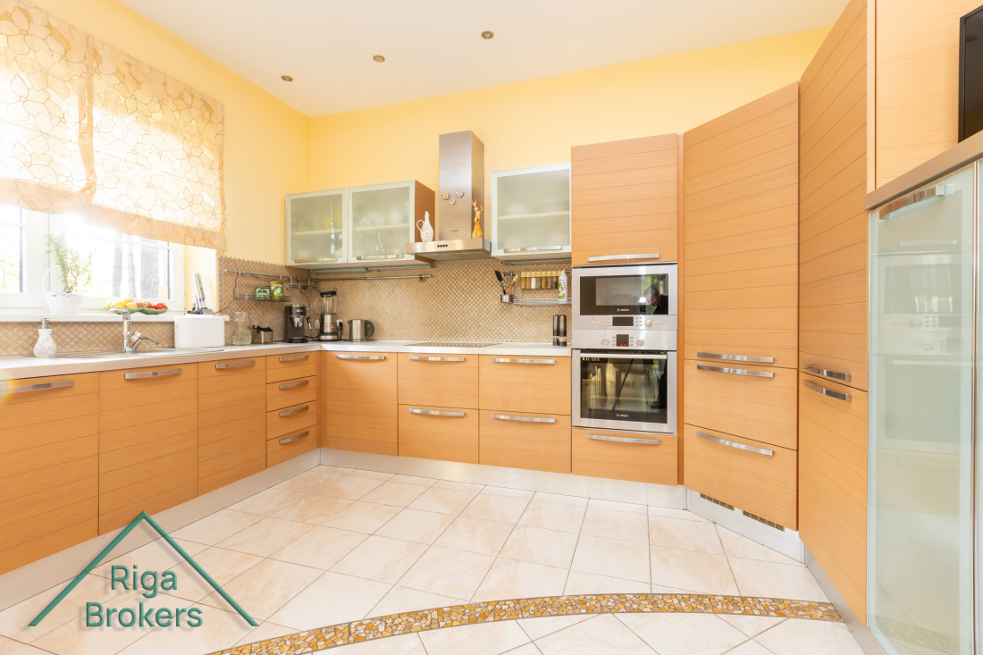 Modern kitchen with light cabinets.