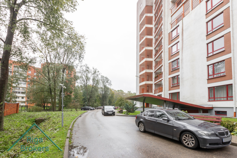 Entrance area with parking by the apartment building.
