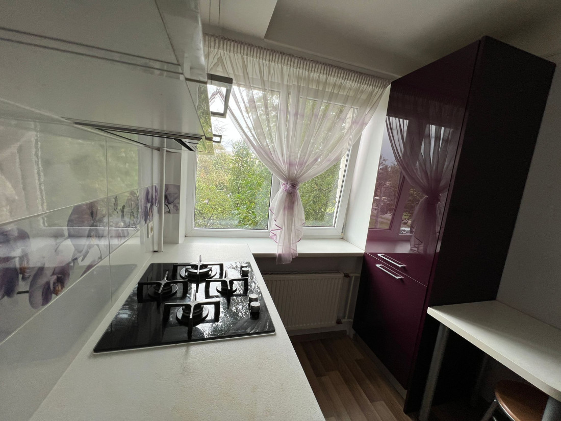 Large kitchen window with stove.