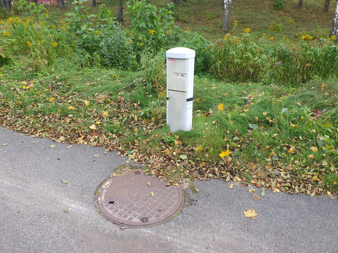 Elektrības sadales skapis pie ceļa.