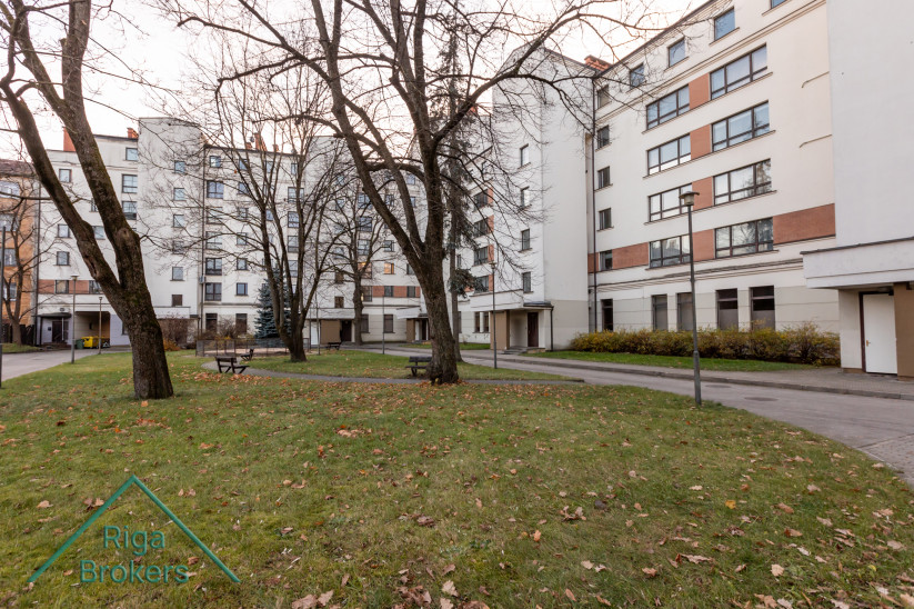 Labi uzturēts iekšpagalms ar kokiem