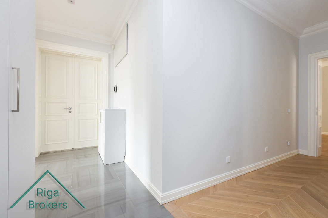 Bright hallway with double doors