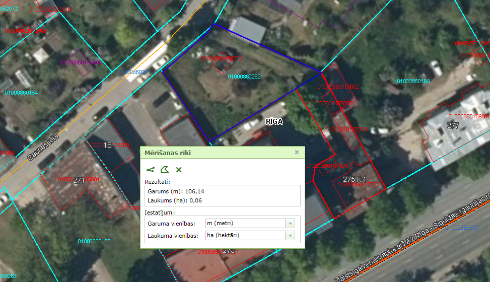 Map fragment with plot and dimensions.