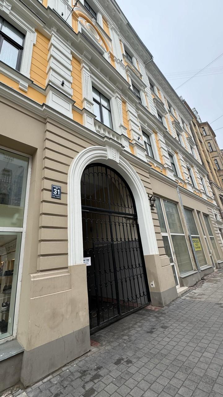  Archway with iron gates at building entrance