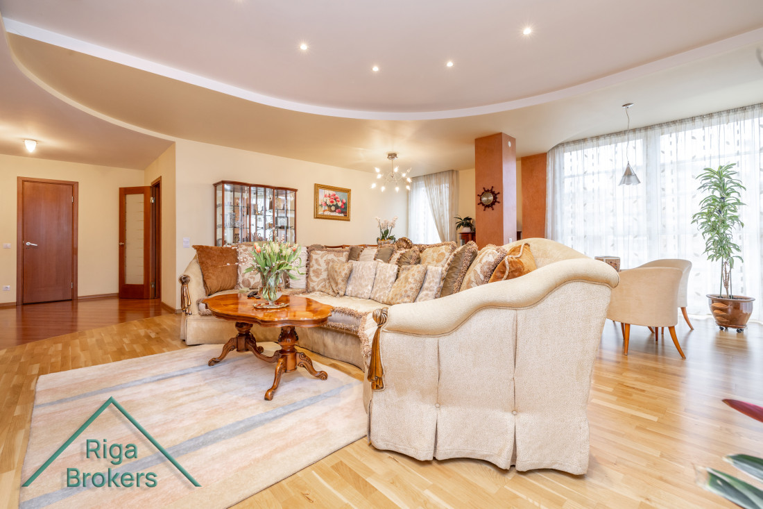 Spacious living room with corner sofa