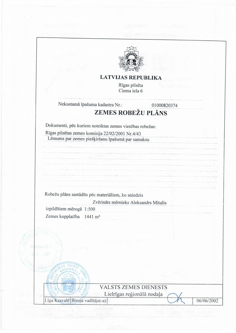 Vecs katastra plāns ar zemes iedalījumu