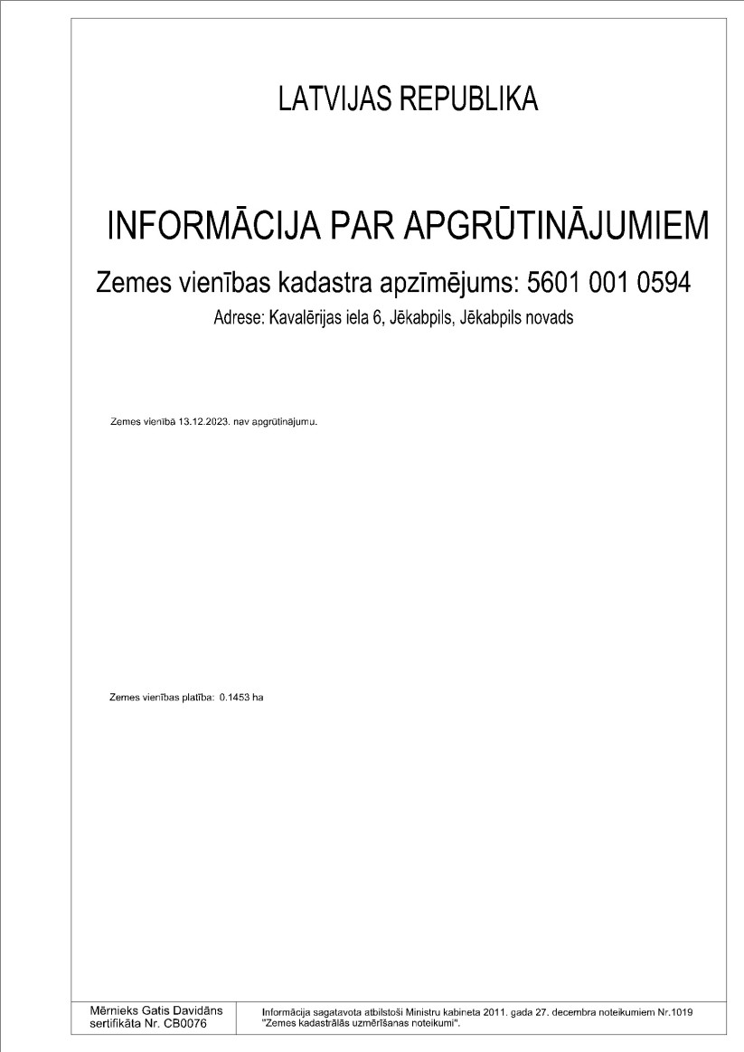 Informācija par zemes apgrūtinājumiem.