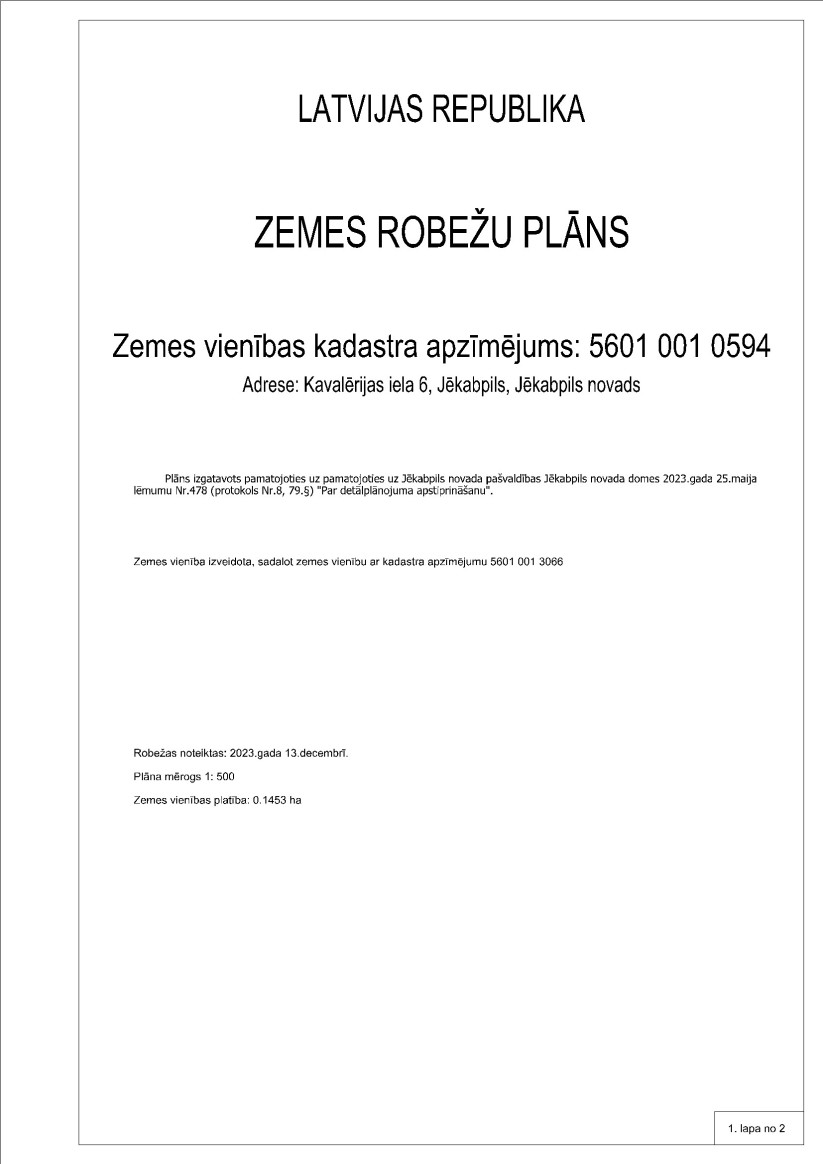 Zemes robežu plāns, virsraksts.