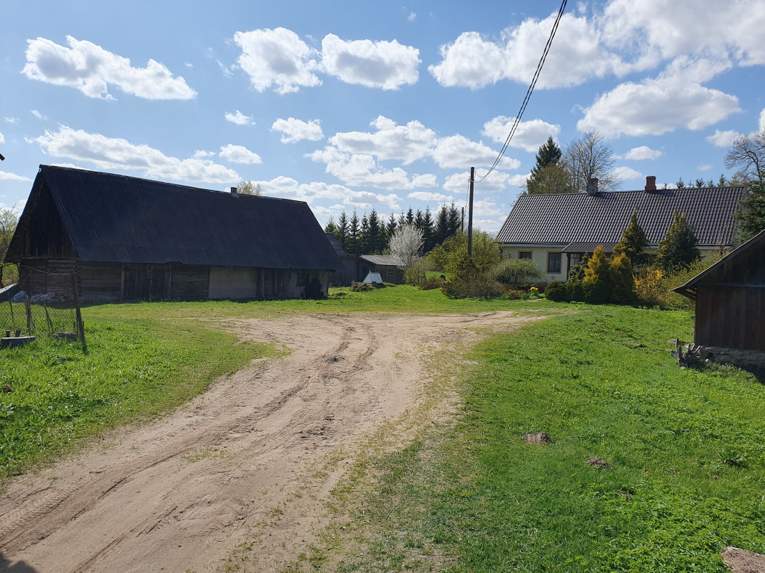 Pagalma skats ar ēkām fonā.