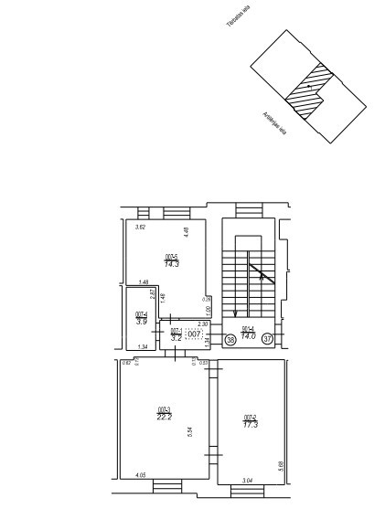  Apartment layout with room dimensions.