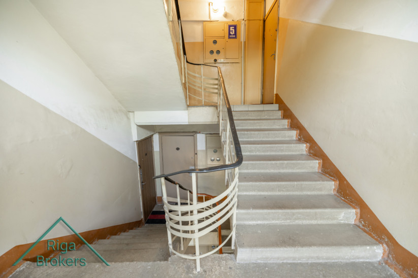 Staircase interior of an apartment building.