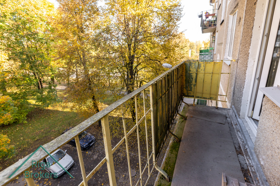Balcony with a garden view.