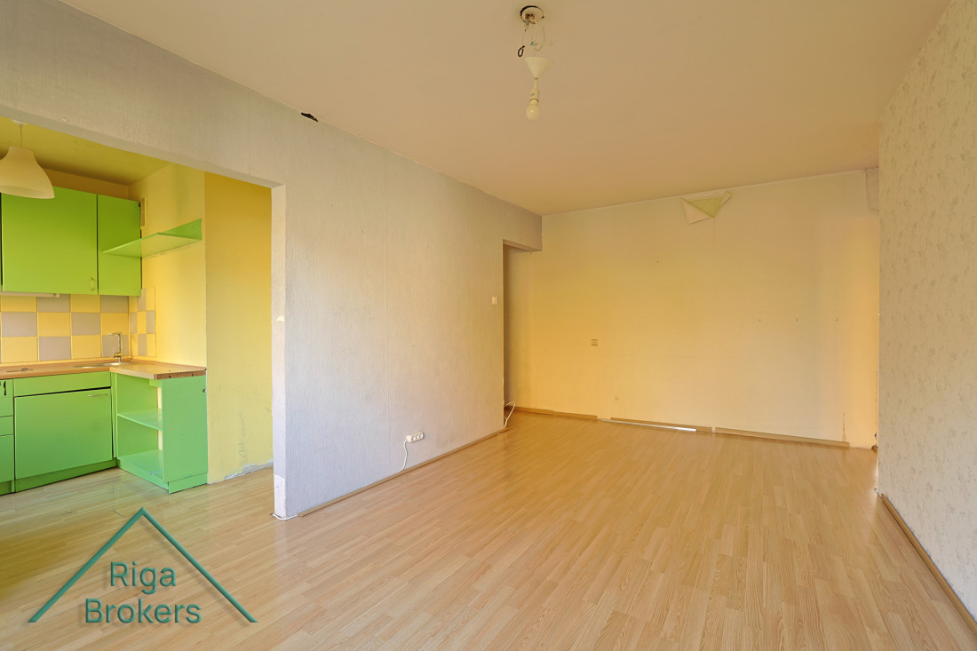 Living room with light laminate flooring.