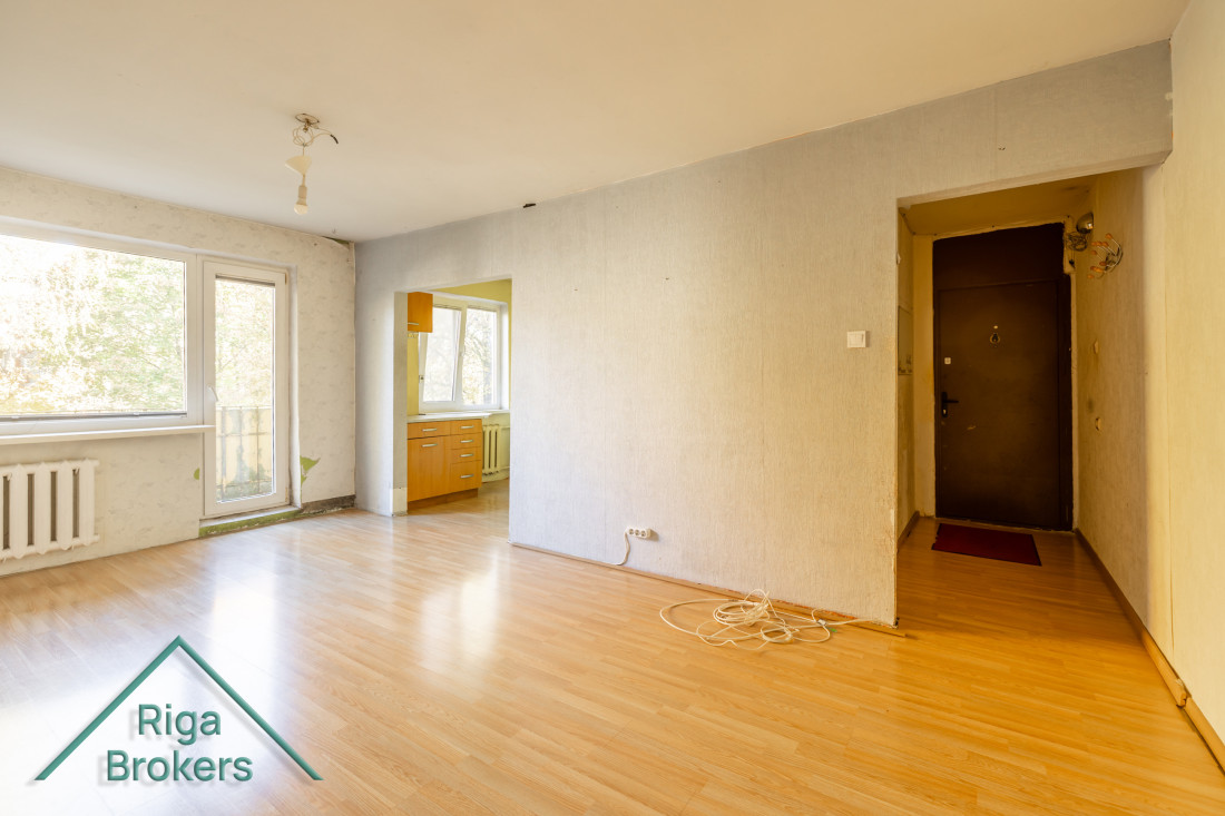 Apartment entrance area with dark doors