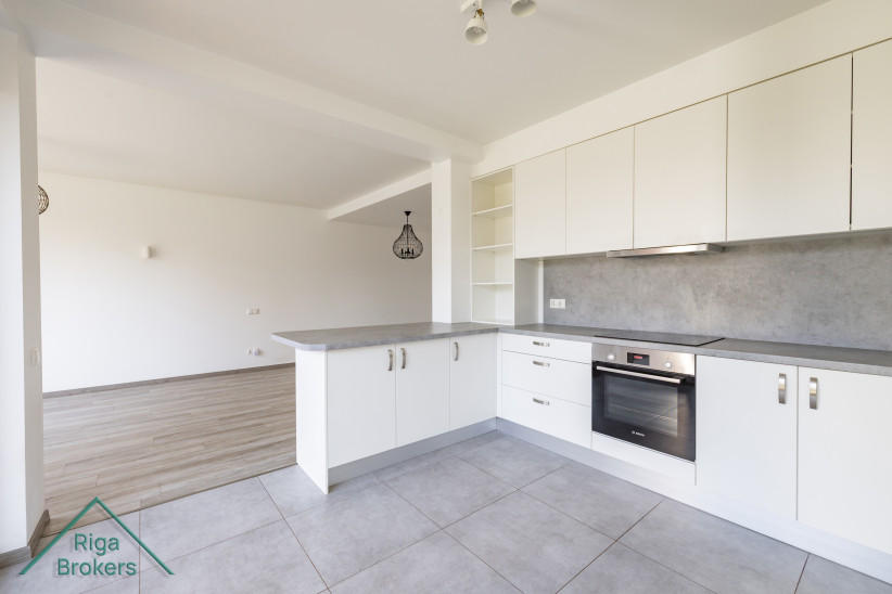 Modern kitchen with spacious living room