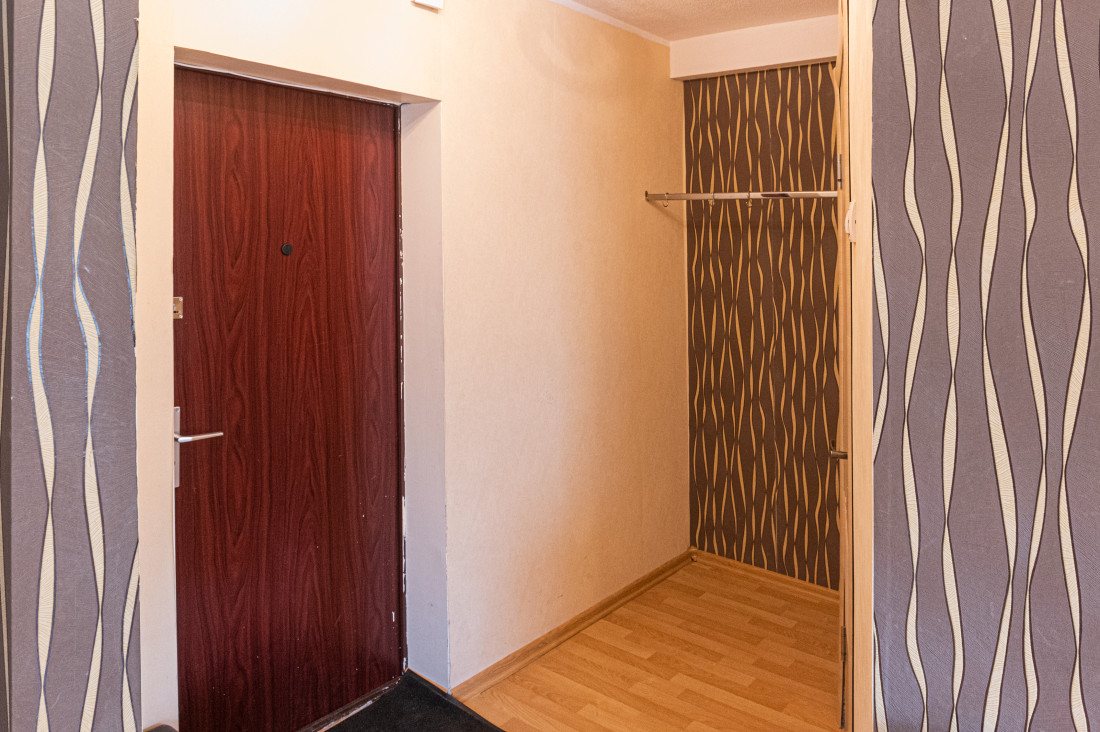 Entrance hall with wooden door and hanger