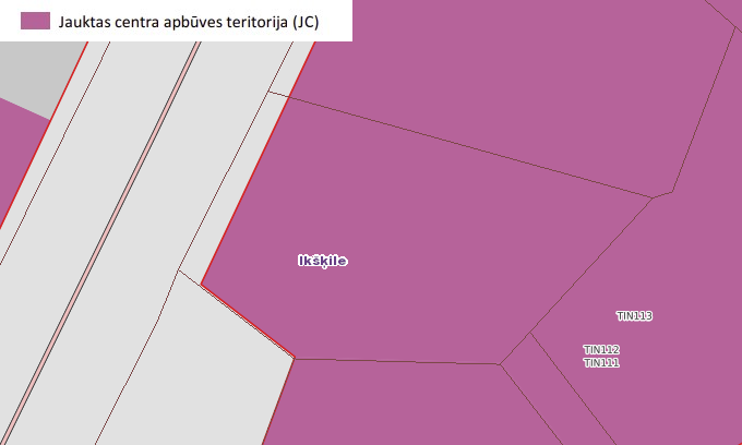 Jauktas centra apbūves teritorija Iksķilē.