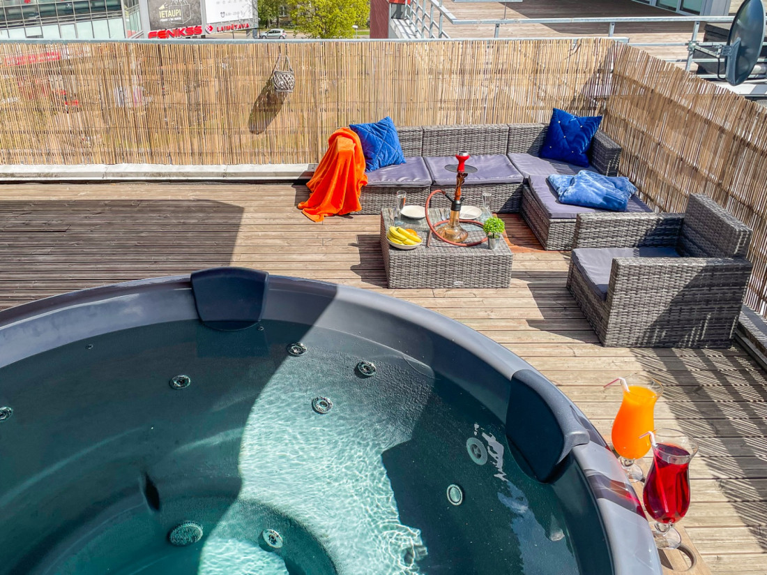 Jacuzzi overlooking the terrace.